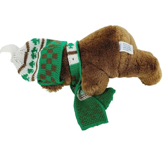 Vintage 80s Swib Christmas Caroling Bear 13 in Plush Brown Hat Scarf Stuffed Toy - Picture 3 of 6
